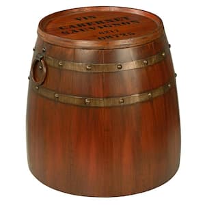 French Wine Barrel 19.5 in. W Multi-Colored Metalware Side Table