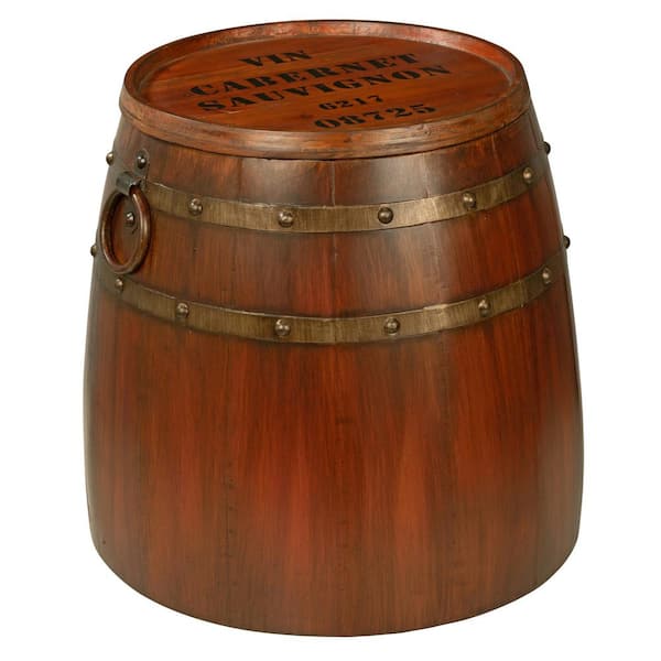 Design Toscano French Wine Barrel 19.5 in. W Multi-Colored Metalware Side Table