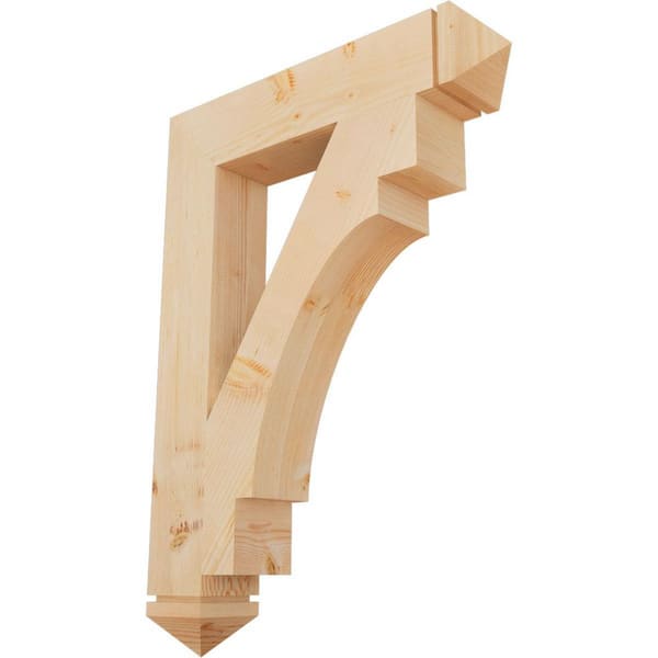 Ekena Millwork 5-1/2 in. x 44 in. x 32 in. Douglas Fir Merced Arts and Crafts Smooth Bracket