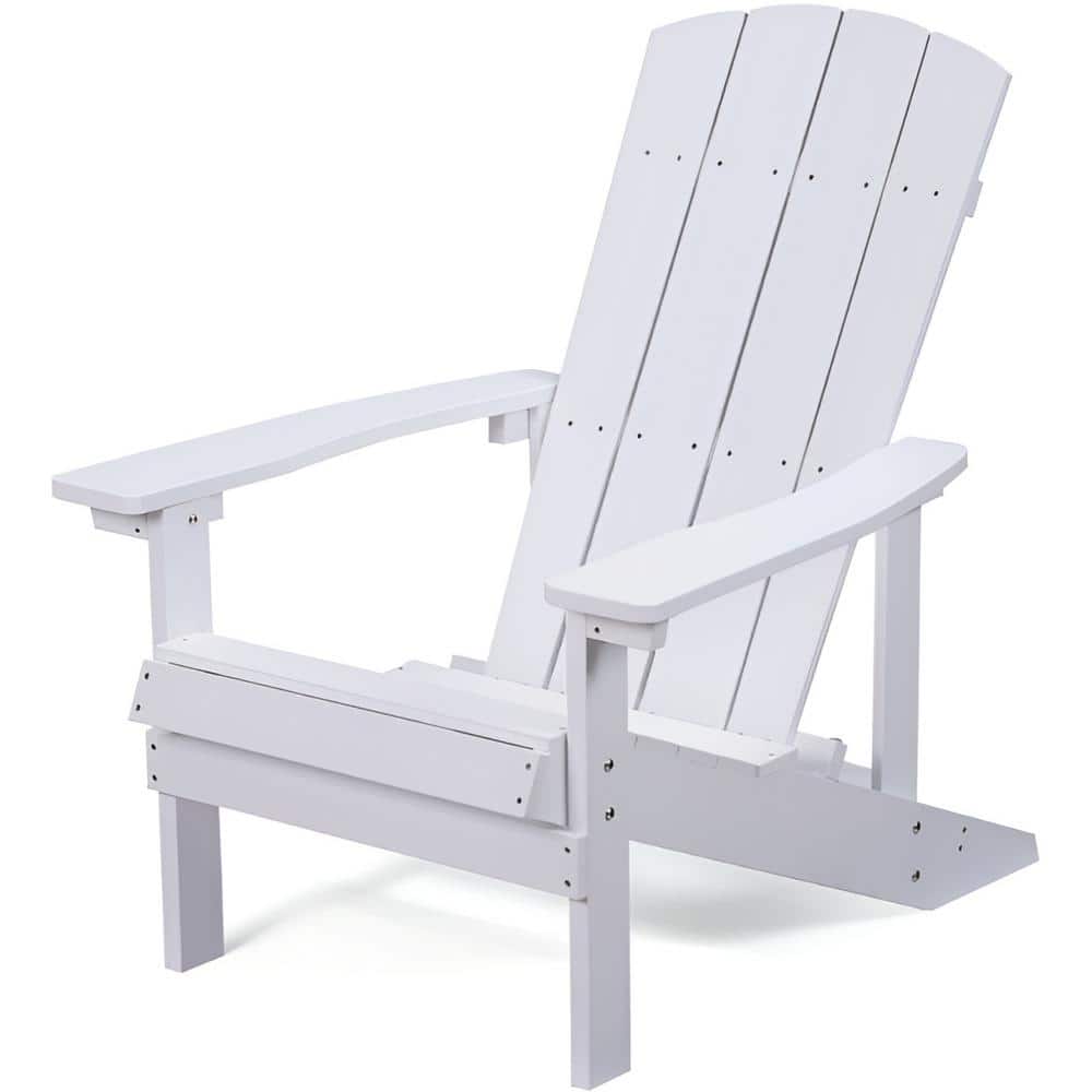 White Patio Hips Plastic Adirondack Chair Lounger, Outdoor Weather Resistan