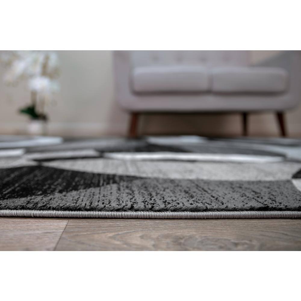 Gray Geometric Circles Synthetic Area Rug 2'7" x 4'