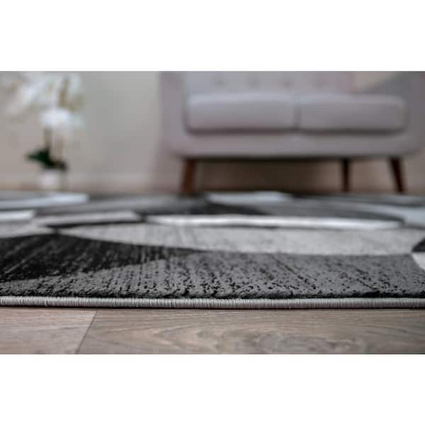 Alpine Gray 5 ft. x 7 ft. Modern Abstract Circles Oval Area Rug