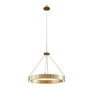 Kensington 30 in. 1 Light 68-Watt Vintage Brass Integrated LED Pendant Light