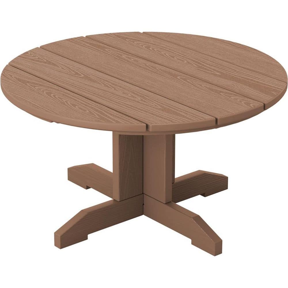 36 in. Brown Round Coffee Table, Outdoor Coffee Table for Patio, Adirondack