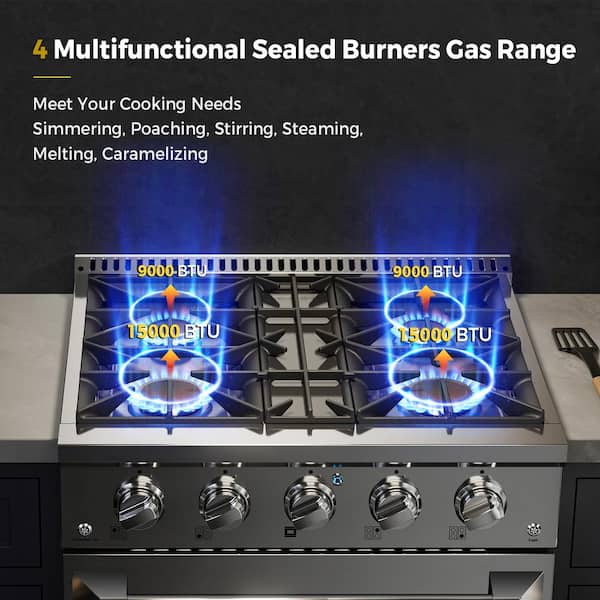 30 in. 4.2 cu. ft. Single Oven Gas Range with 4 Sealed Ultra High-Low Burners in Stainless Steel