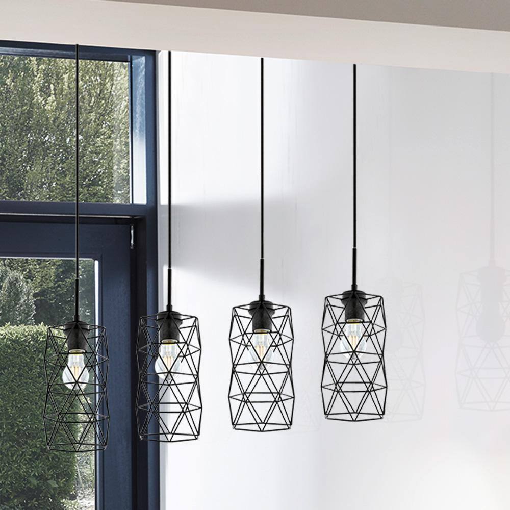Matte Black LED Island Pendant with Glass Accents