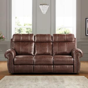 Stader 83 in. W Rolled Arm Faux Leather Rectangle Manual Double Reclining Sofa in. Brown