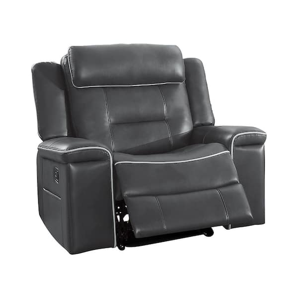 Lazzara Cairn Dark Gray Faux Leather Lay Flat Manual Recliner