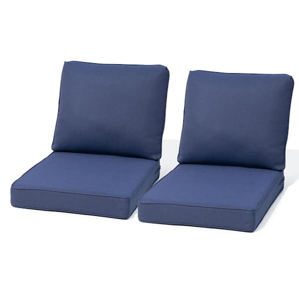 27.6 in. x 24.4 in. 2-Piece Outdoor Deep Seat Cushion for Patio Sofa and Couch in Midnight Blue