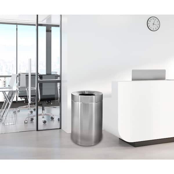 50 Gal. Stainless Steel Round Vented Commercial Garbage Trash Can with Open Top Lid