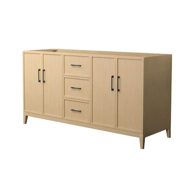 Elan 65 in. W x 21.5 in. D x 34.25 in. H Double Bath Vanity Cabinet without Top in White Oak with Matte Black Trim