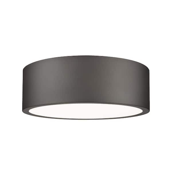 Coronado 12.25 in. Bronze Integrated LED 1 Light Flush Mount with Frosted Plastic Shade
