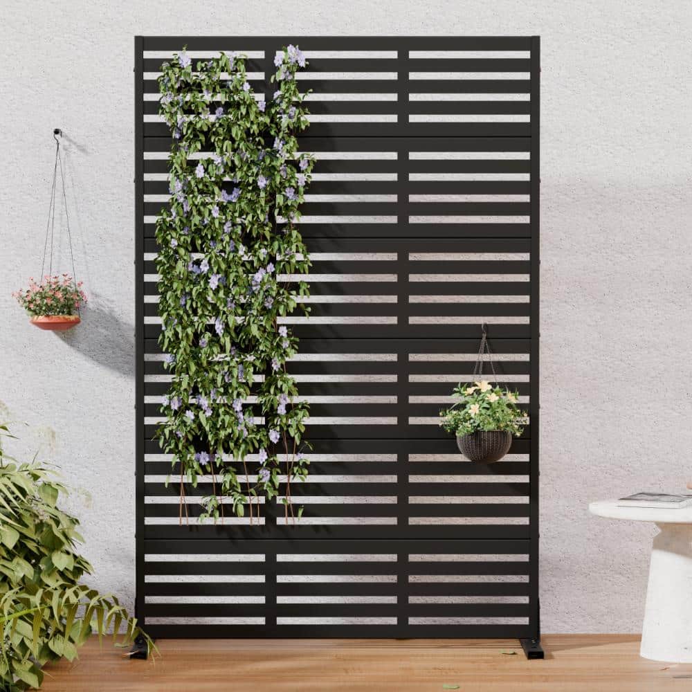 47 in. W x 72 in. H Black Galvanized Metal Louvered Outdoor Patio Divider Screen (1-Pack) price history on PriceWatchPro