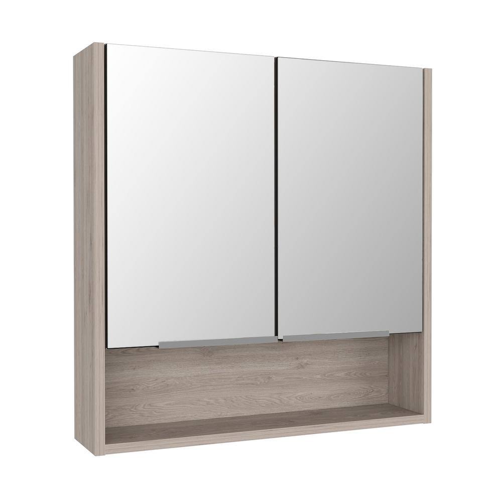 23.6 in. W x 24 in. H Rectangular Wood Medicine with Mirror in
