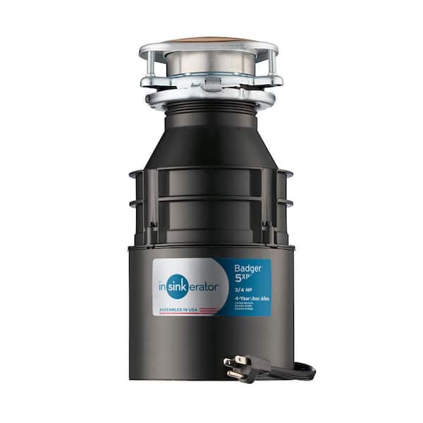 Insinkerator Badger 5xp 3 4 Hp Continuous Feed Garbage Disposal With Power Cord Badger 5xp W C The Home Depot