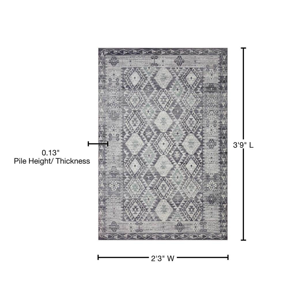 Zion Charcoal Slate Southwestern Rectangular Rug, 2'3" x 3'9"