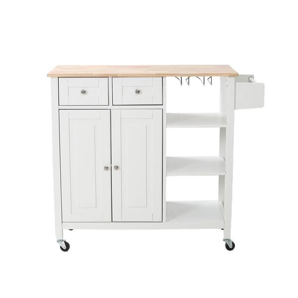 Unbranded White Lockable Utility Kitchen Island with Drawer