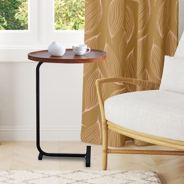 Unbranded 2 Piece Orestes 17.72 in. Brown C-Shaped Side Table