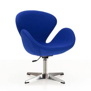 Raspberry Blue and Polished Chrome Adjustable Swivel Arm Chair