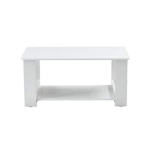 Modern 35.4 in. White Rectangle Wood Coffee Table