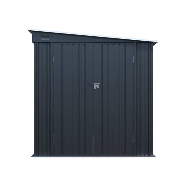6 ft. W x 8 ft. D Black Metal Storage Shed with Lockable Double Doors, Lean to Shed with Free PC Light Board(44 sq. ft.)
