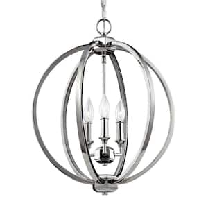 Corinne 3-Light Polished Nickel Pendant