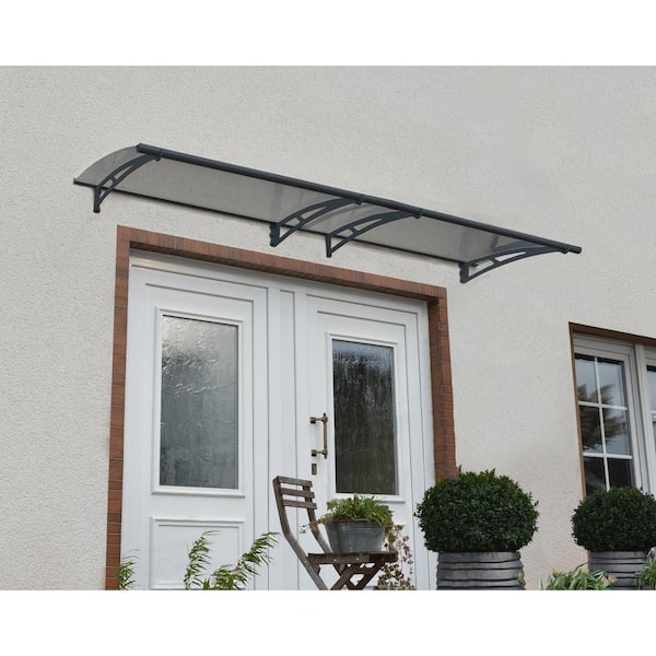 Aquila 3 ft. x 10 ft. Gray/Solar Gray Door and Window Fixed Awning