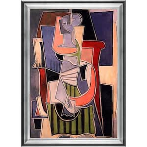 Woman sitting in an armchair by Pablo Picasso Athenian Silver Framed Oil Painting Art Print 29 in. x 41 in.