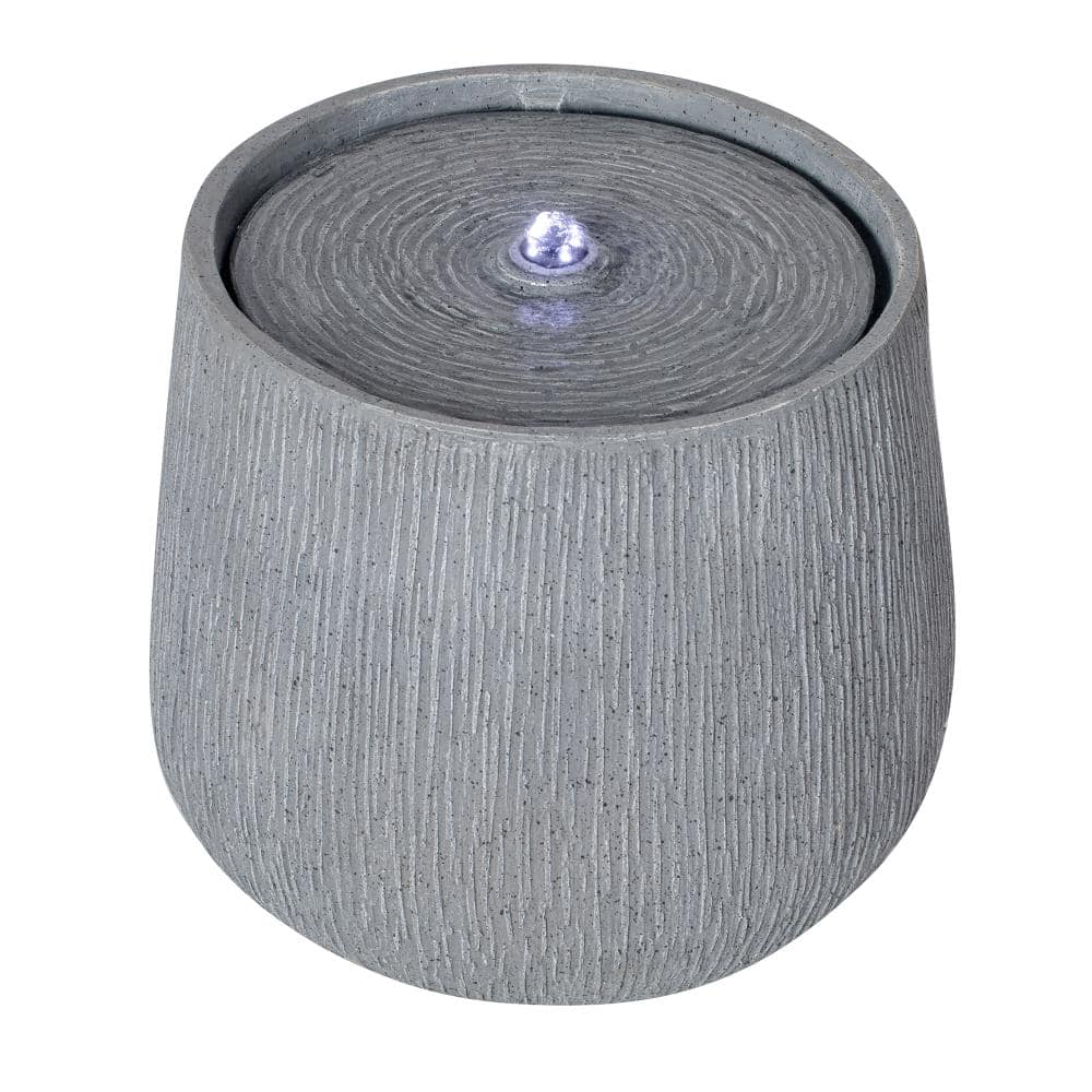 "12.99""H Gray Polyresin Outdoor Water Floor Fountain, Bowl-Shaped Water Feature with LED Light" price history on PriceWatchPro