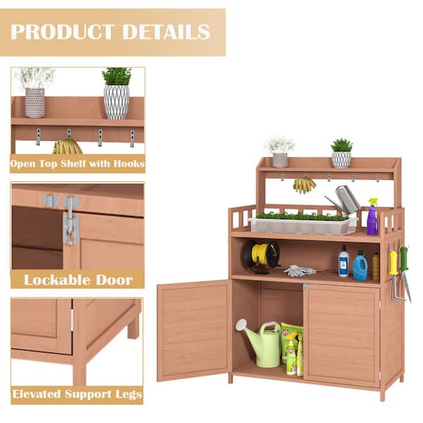 Tunearary Outdoor Patio Brown Solid Fir Made Garden Planting