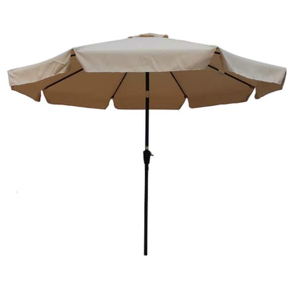 Unbranded 10 ft. Steel Market Patio Umbrella in Tan
