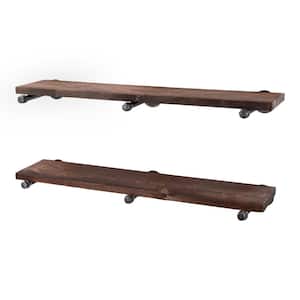 36 in. x 7.5 in. x 6.75 in. Trail Brown Restore Wood Decorative Wall Shelf with Industrial Steel Pipe Straight Brackets