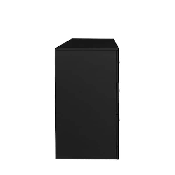 Black 6-Drawer 47. 24 in. Wide Chest of Drawers