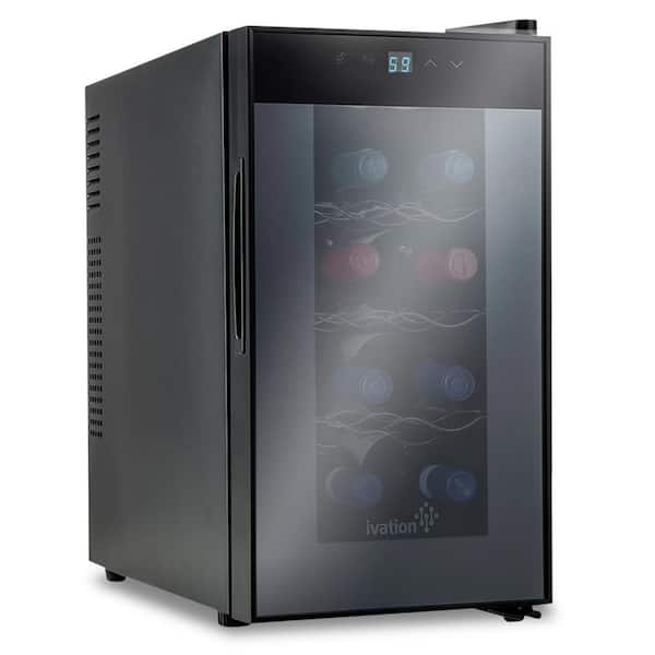 Ivation 8 Bottle Thermoelectric Countertop Freestanding Wine Cooler Fridge Cellar Refrigerator - Vertical - Black