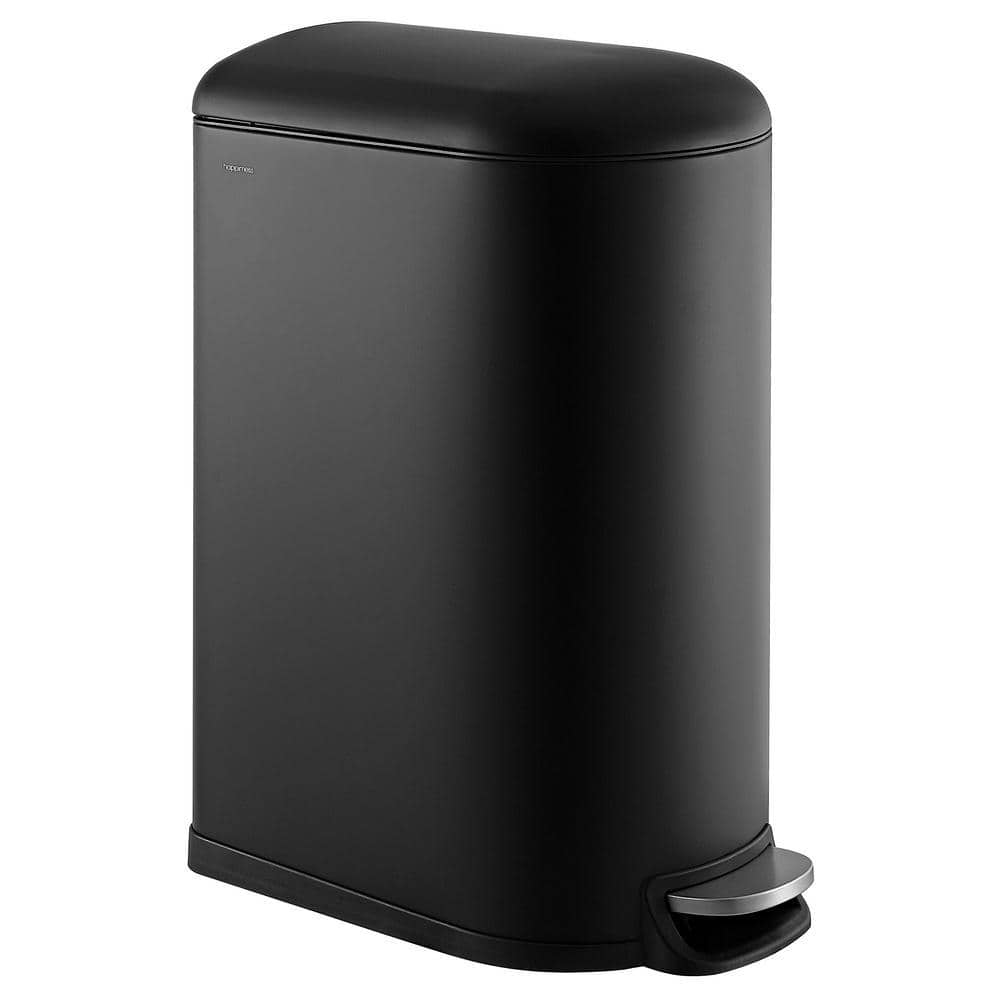 Mini Tras FAWEY TRED INC 2.6 Gal. Black Step-Open Mini Trash Can with Soft-Close ...