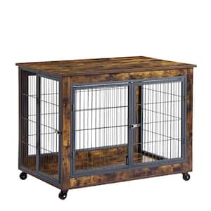Anky Furniture Style Dog Cage Crate with Double Doors in Rustic Brown