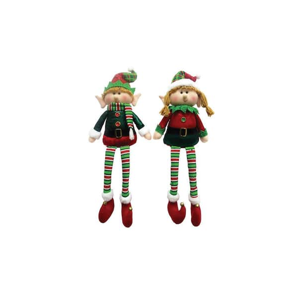 19 in. Sitting Elves, 2 Ast