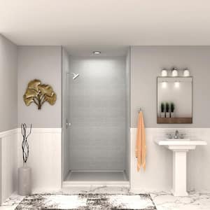 SaraMar 36 in. x 48 in. x 96 in. 3-Piece Easy Up Adhesive Alcove Shower Wall Surround in Grey Beach