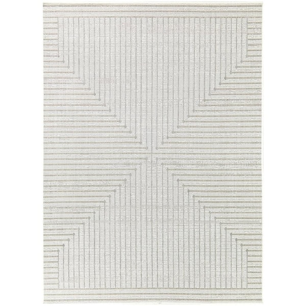 Avondale Cream 8 ft. x 10 ft. Striped Indoor/Outdoor Area Rug