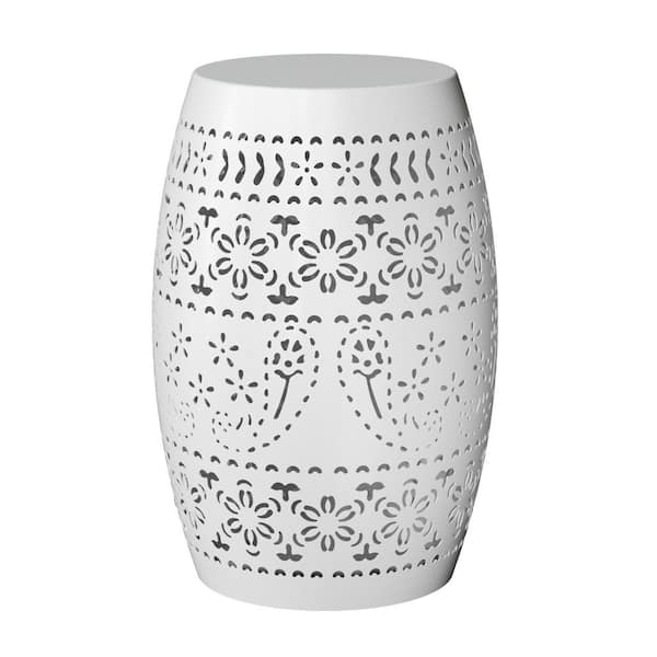 Karl home White Round Outdoor End Table