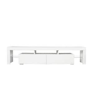White Wood TV Stand Fits TVs up to 80 in. with 2-Drawers