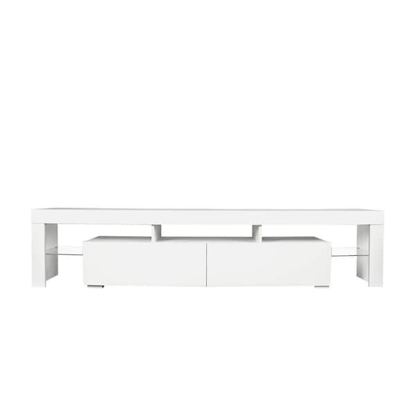Tidoin White Wood TV Stand Fits TVs up to 80 in. with 2Drawers JSYDW3