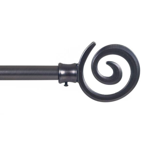 Lavish Home 48 in. - 86 in. Telescoping 3/4 in. Single Curtain Rod in Pewter with Spiral Finial