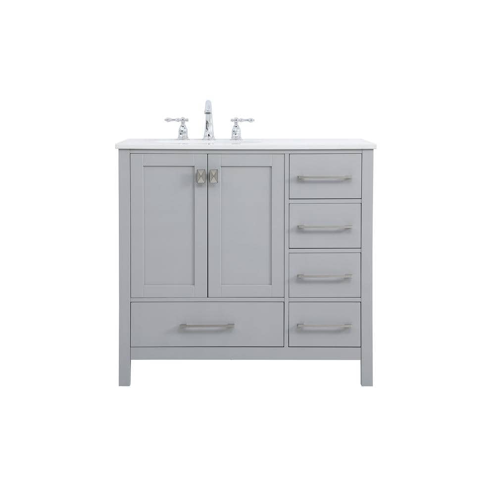 Simply Living 36 in. W x 22 in. D x 34 in. H Bath Vanity in Gray with Calac