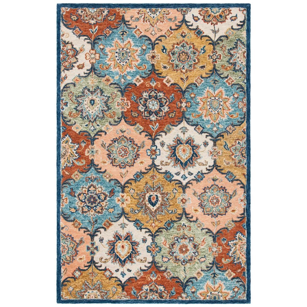 Heritage 4 ft. x 6 ft. Blue/Rust Quatrefoil Ornate Area Rug price history on PriceWatchPro