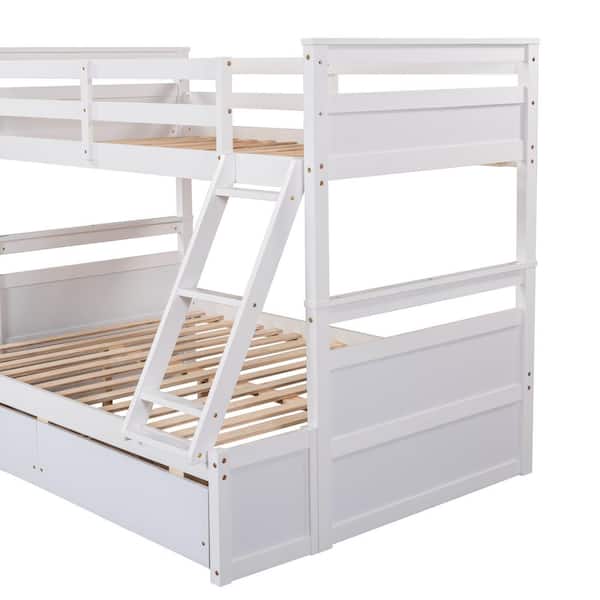 White Twin Over Full Wood Bunk Bed, Bunk Bed With Storage Argos