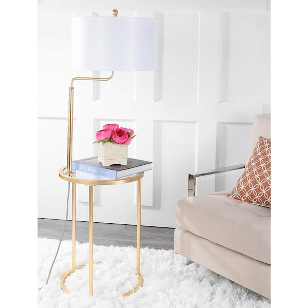 Safavieh Crispin 57 In Gold Leaf Floor, Table With Lamp Attached Home Depot