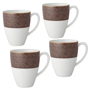 Tozan 16 fl. oz. (Brown) Porcelain Mugs, (Set of 4)
