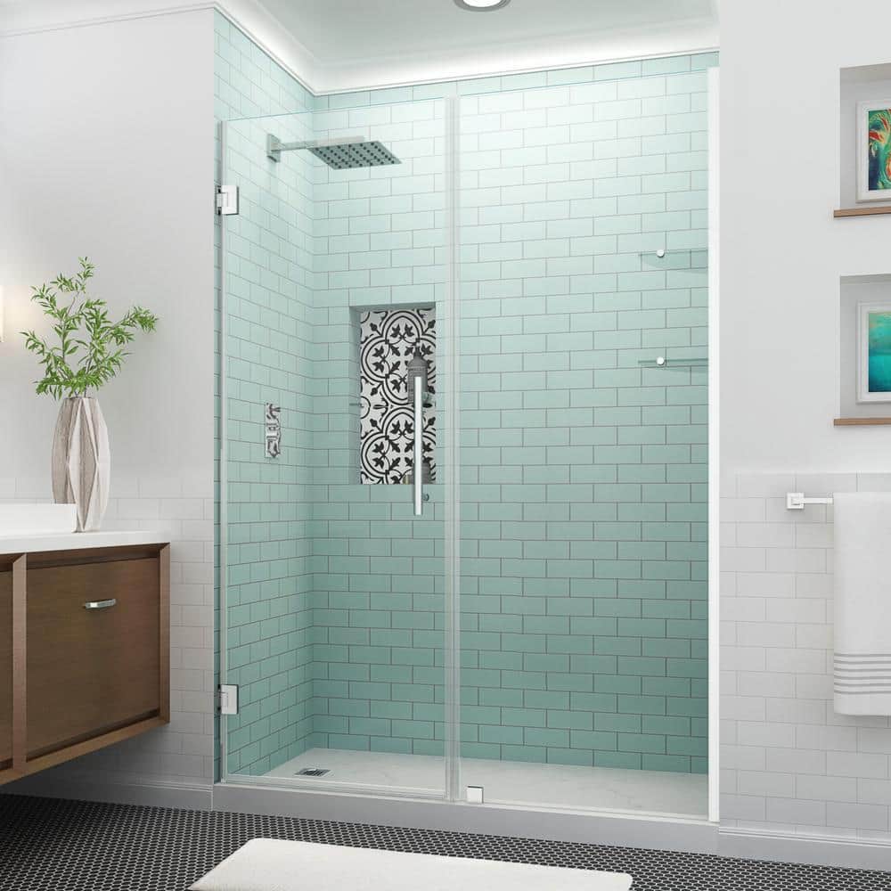 Belmore GS 65.25 in. to 66.25 in. x 72 in. Frameless Hinged Shower Door with Glass Shelves in Stainless Steel price history on PriceWatchPro