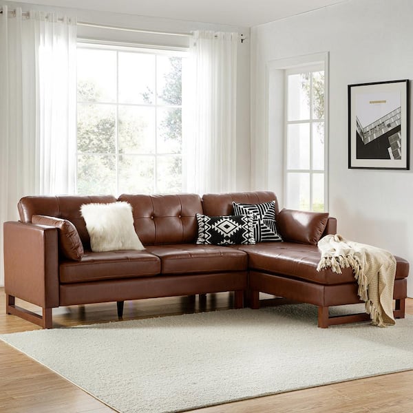 Leather reversible deals sectional